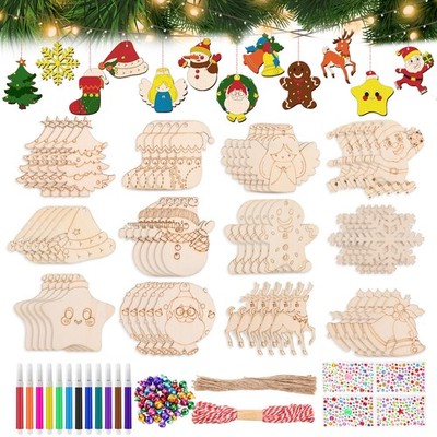 DAOUZL 60 Pezzi Fai da Te Decorazioni Natalizie in Legno per Alberi di Natale