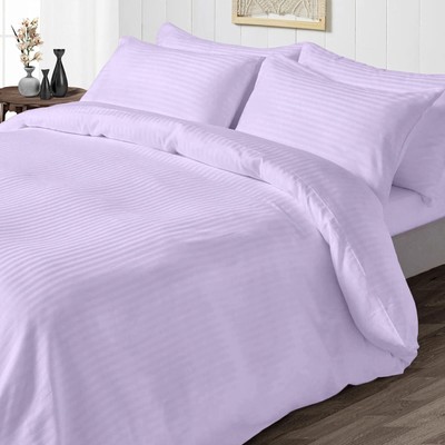 1000TC Ideal Egyptian Cotton Duvet Collection Select Size Lavender Stripes