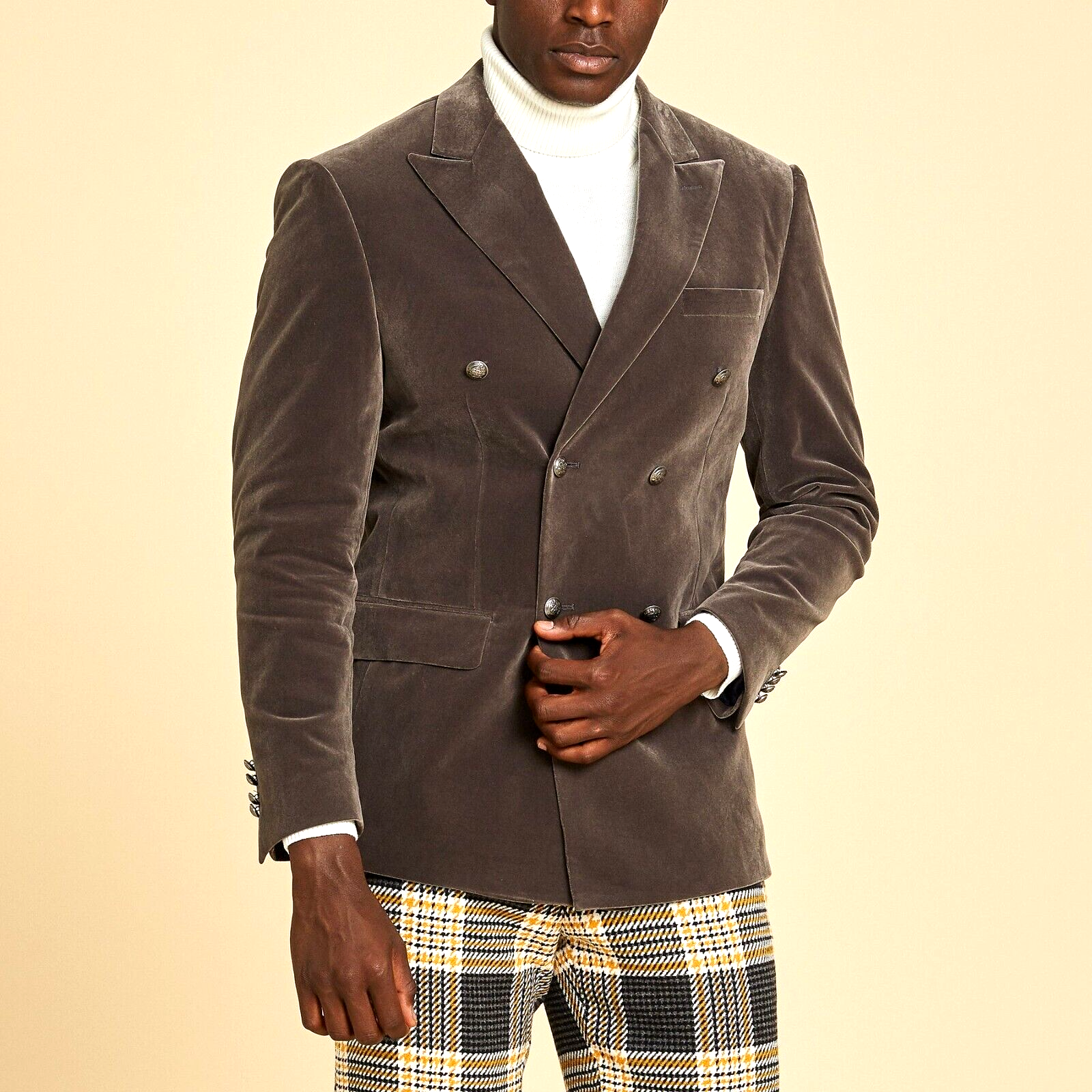NEW Inserch Mens Double Breasted Velvet Blazer Sport Jacket