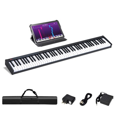 Portable Midi Semi-weighted Keyboard Key Black