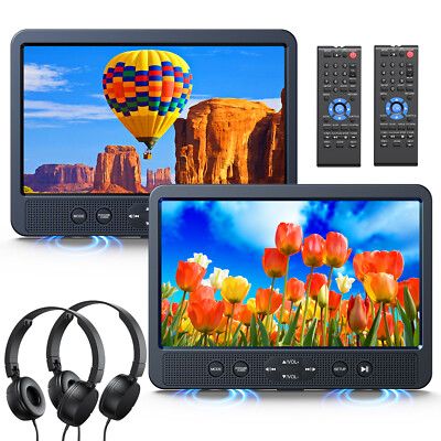 2X 10,5'' Full HD Car DVD Player HDMI USB LCD Screen Moniter AV in out+Headphones