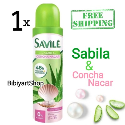 1x SAVILE DESODORANTE Spray Sabila Y Concha Nacar ALOE VERA Antiperspirant 5OZ