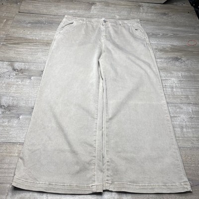 PAIGE Anessa Jeans Womens 34 Beige High Rise Wide Barrel Leg Denim Pants