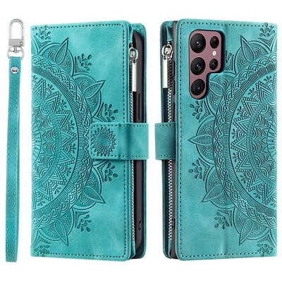 For Samsung Galaxy S24 S23 Plus Ultra S22+ S21 FE S20 Zipper Leather Wallet Case