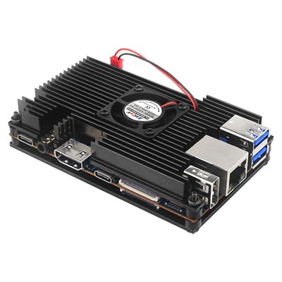 For Orange Pi 5 Aluminum Case with Fan Active Passive Cooling Radiator& Heatsink
