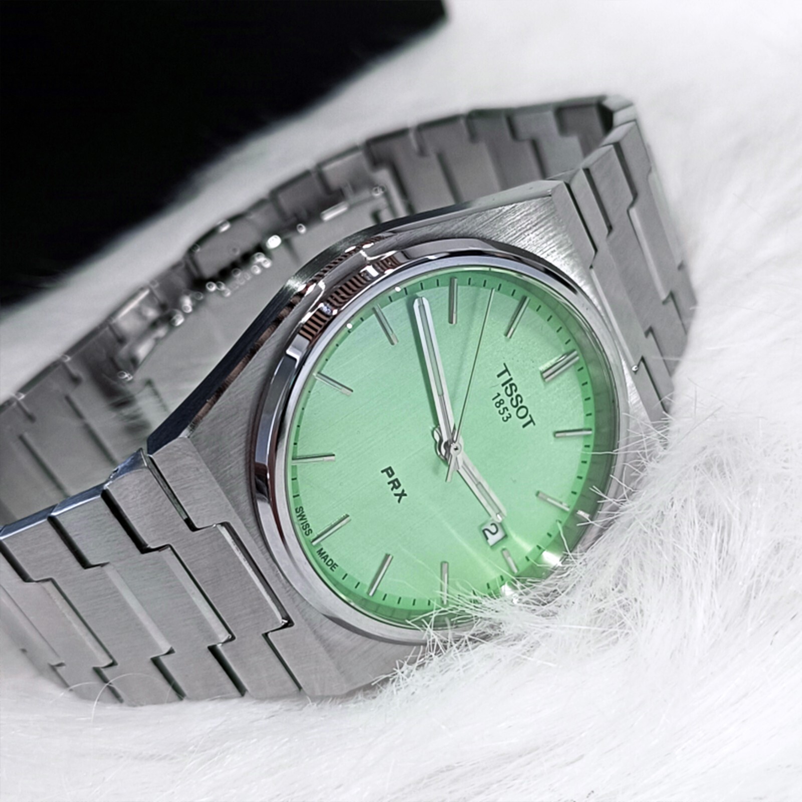 Pre-owned Tissot Men  Classic Prx/316l Mint Green Quartz Watch T137.410.11.091.01 (40mm)