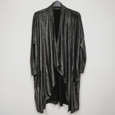 Religion London We Live In Black Cardigan Duster Oversized Metallic Top S/10 NWT