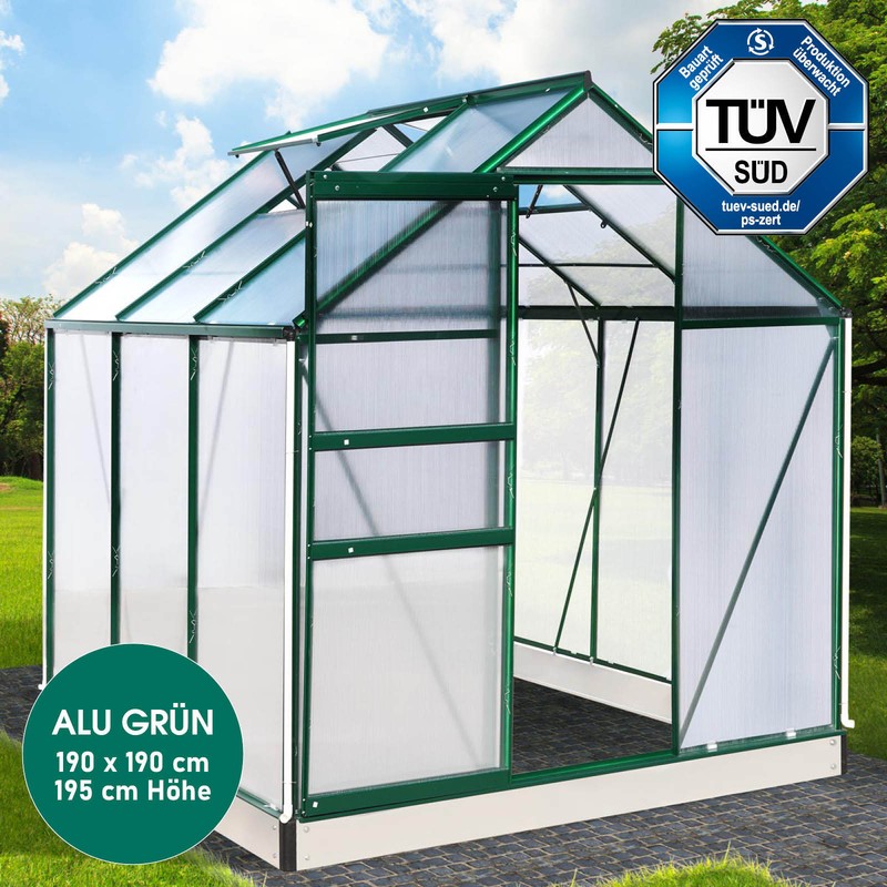 BRAST® Gewächshaus Aluminium mit Fundament | 40 Modelle | rostfrei