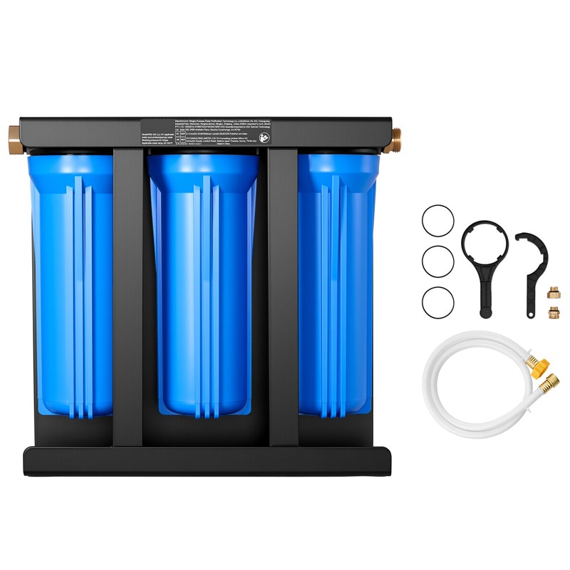 Uimoso RV Water Filter System 3-Cartridge with Basket for Campers