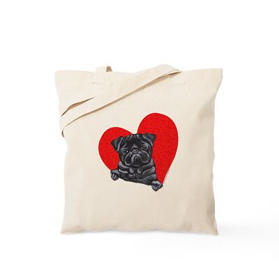 CafePress Black Pug Heart Tote Bag (975693129)