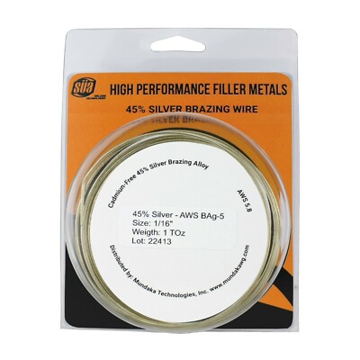 SÜA - Silver Brazing Solder Wire - 45% - AWS BAg-5 - Size: 1/16'' (1, 3 or 5 TOz)