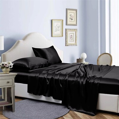 Bibb Home Silky Satin 4 Piece Sheet Set
