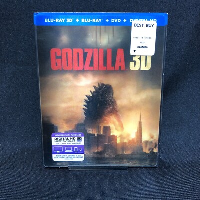 Godzilla 3D 2014 (Blu-ray 3D Blu-Ray DVD Digital HD)  3 Disc Set W/ Slipcover