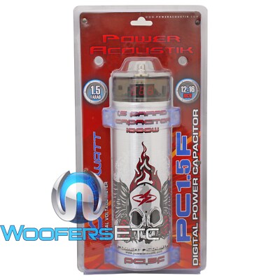 POWER ACOUSTIK PC1.5 DIGITAL VOLTAGE 1.5 FARAD CAPACITOR CAR AUDIO AMPLIFIER CAP