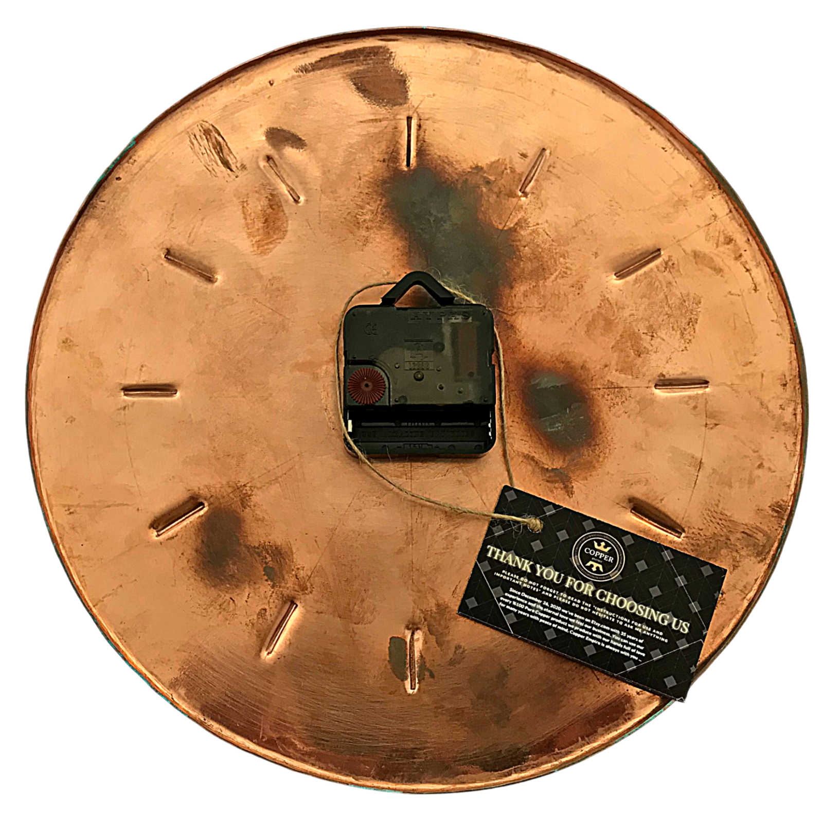 Modern Silent Original Handmade Copper Art Deco Wall Clock, Metal Wall Art Decor