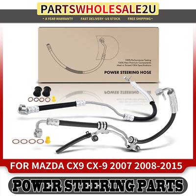 2x Power Steering Pressure & Return Hose Assembly for Mazda CX9 07-15 3.5L 3.7L