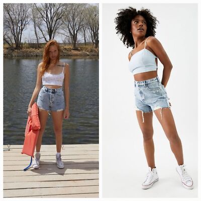 PacSun Light Blue Ultra High Waisted Vintage Denim Shorts
