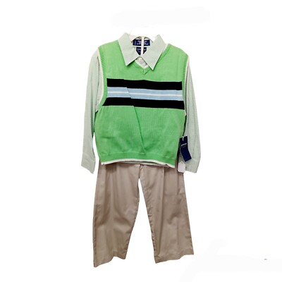 Arrow Boys 3 Pc Pant Set-6-Shirt-Sweater Vest-Pants-6-Lime Green