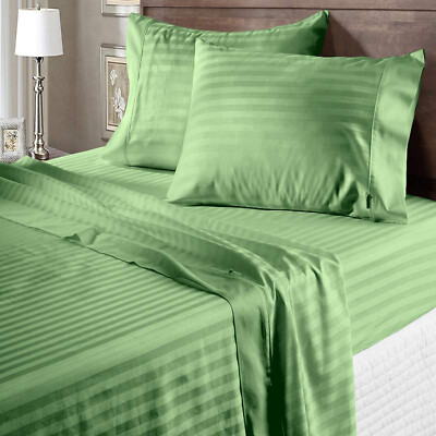 1000TC Ideal Egyptian Cotton Bed Sheets Set Queen Size 4 PCs All Stripes