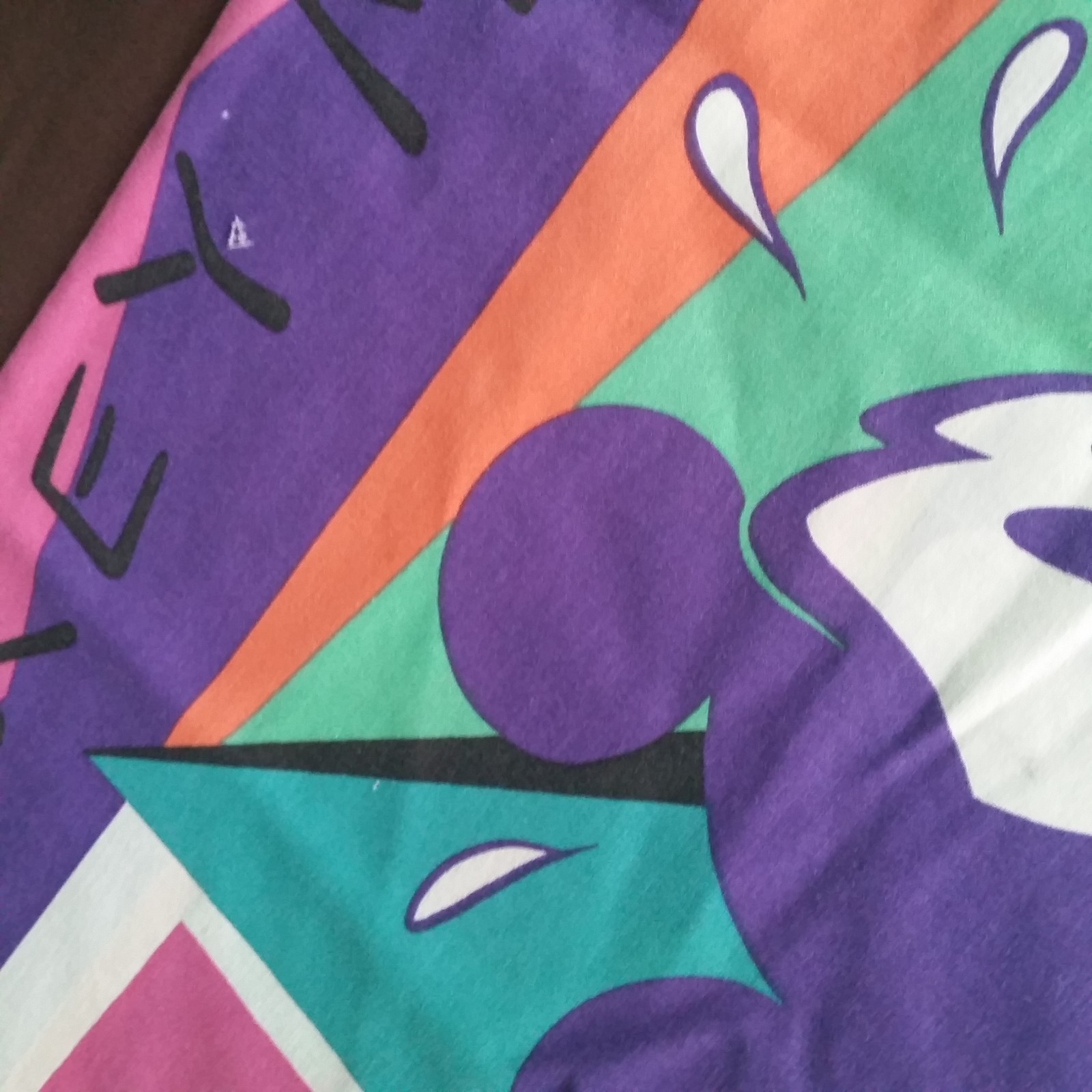 Vintage Disney Pillowcase Mickey Mouse Pluto Fabric Bright Pink Purple Moods 90s