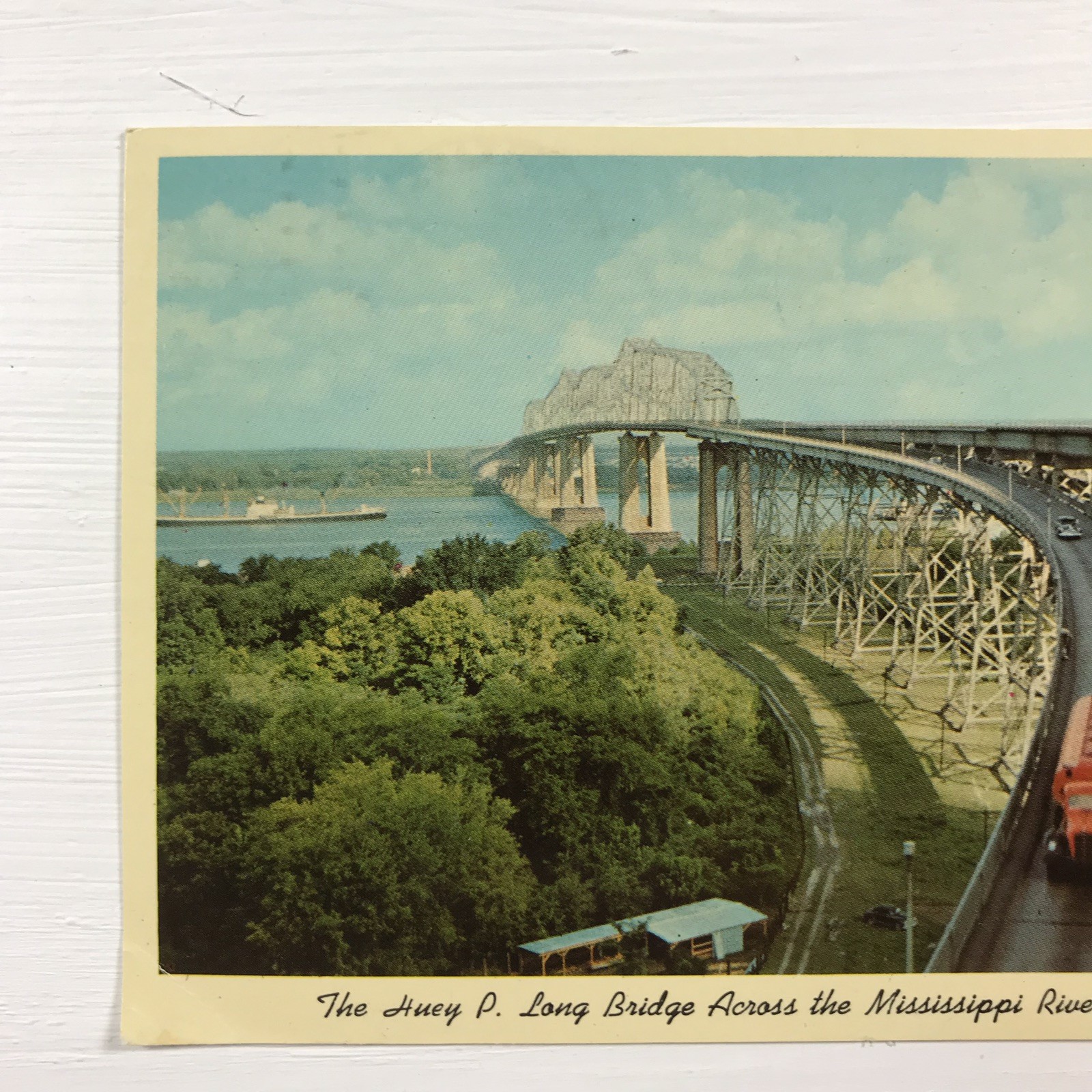 Huey P. Long Bridge Mississippi River New Orleans LA Louisiana Railroad Postcard