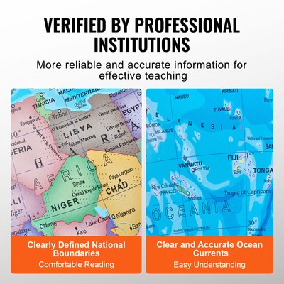 VEVOR Illuminated World Globe with Stand 13in/330.2mm Educational 720° Spinning