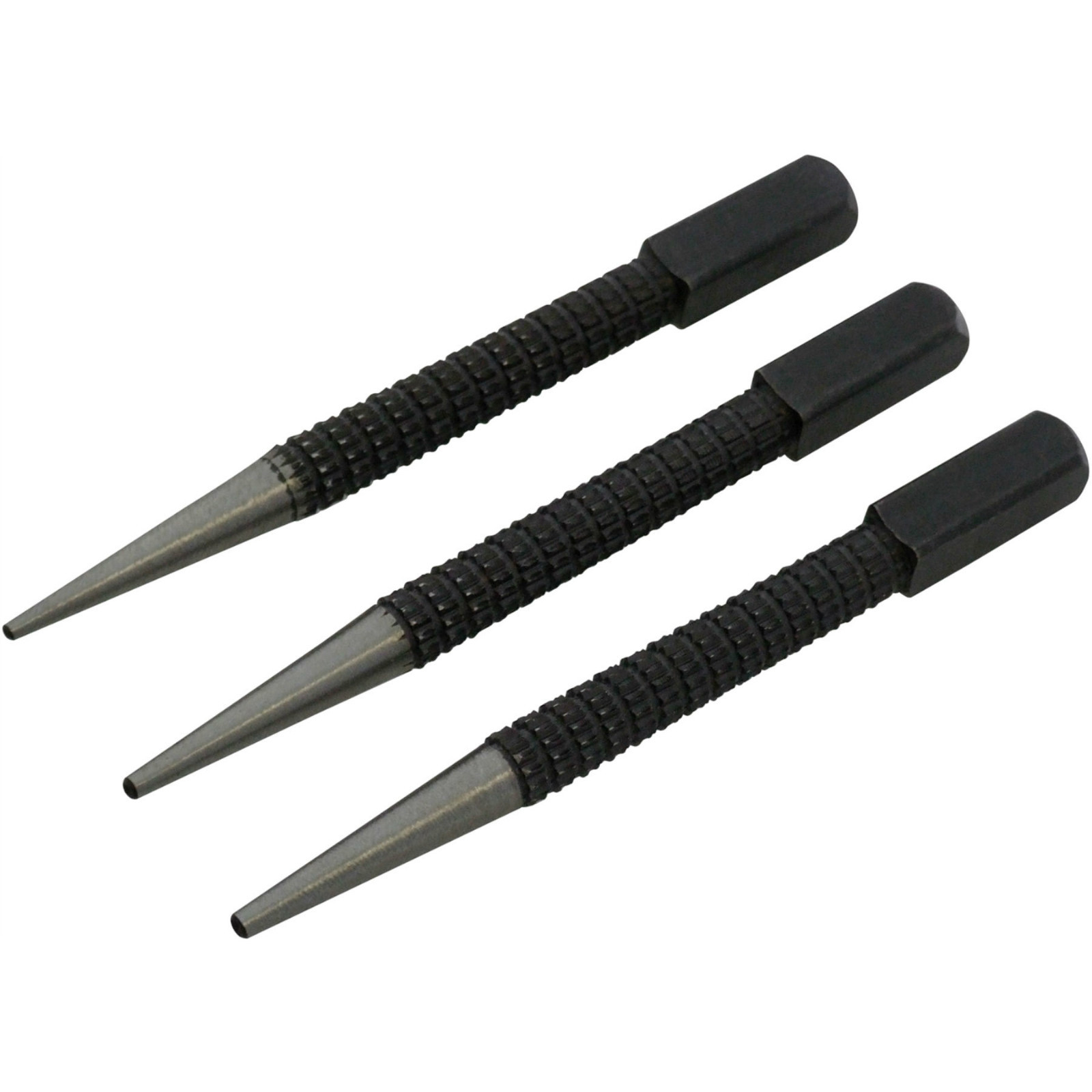 3pc Nail Punch Set Alloy Steel 4"/ 100mm 1/16" 3/32" 1/8" Square