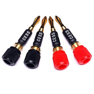 CESS061 Spade Fork Binding Post to Banana Plugs Amp Speaker Adapter 4 Pack