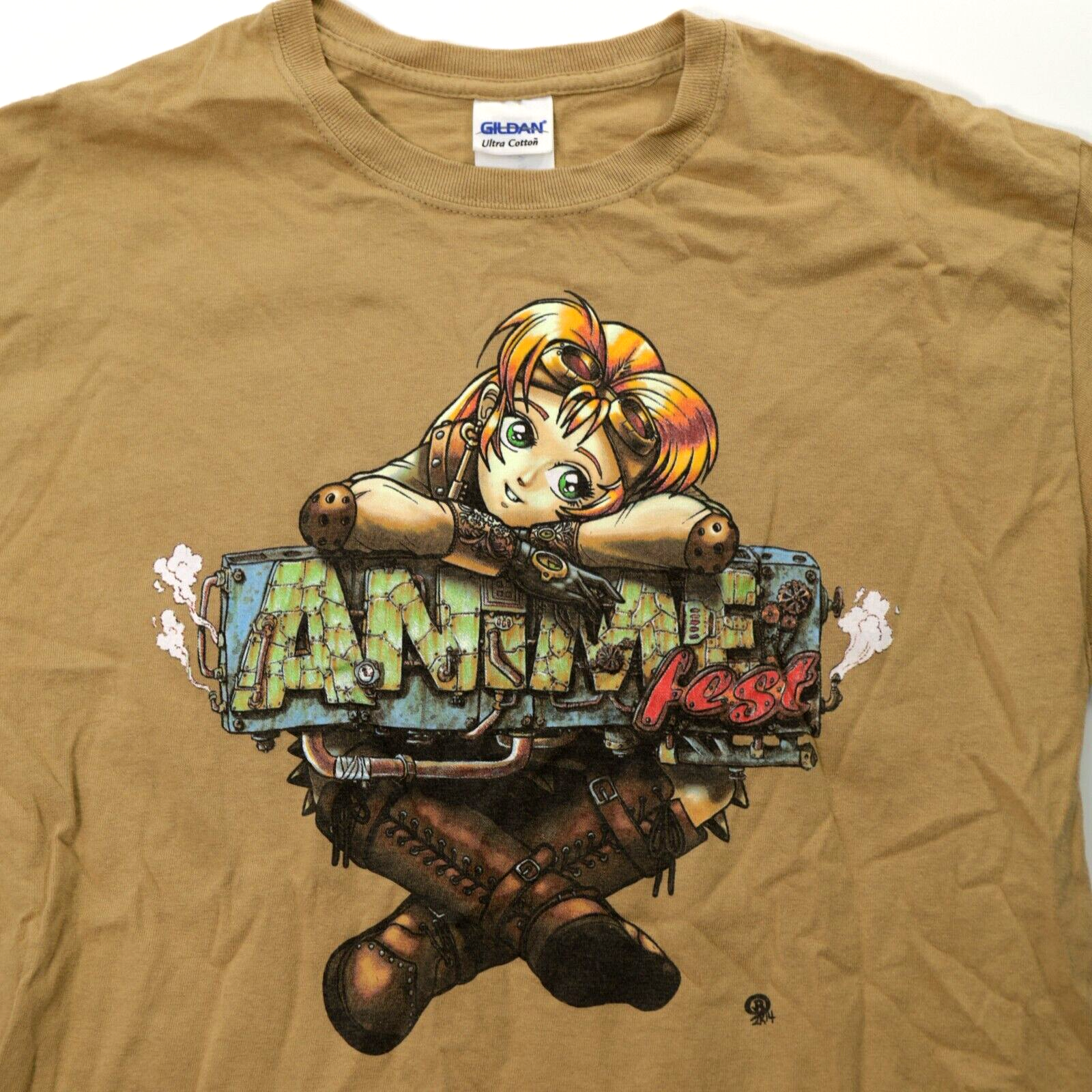 Anime Fest 2014 T-Shirt Size M Brown Steampunk Fantasy Cartoon