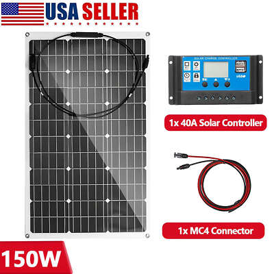 150-600W Flexible Solar Panel Mono 12V Home RV Boat Camping W/ Battery Charging