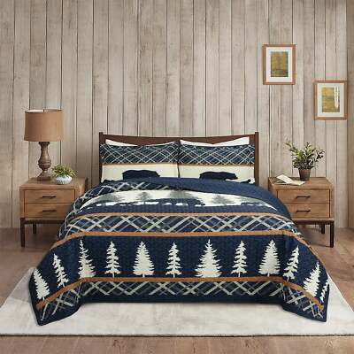 3 Pcs Cozy Cabin Quilt Bedspread Set Soft and warm Bedding for Lodge Style Decor