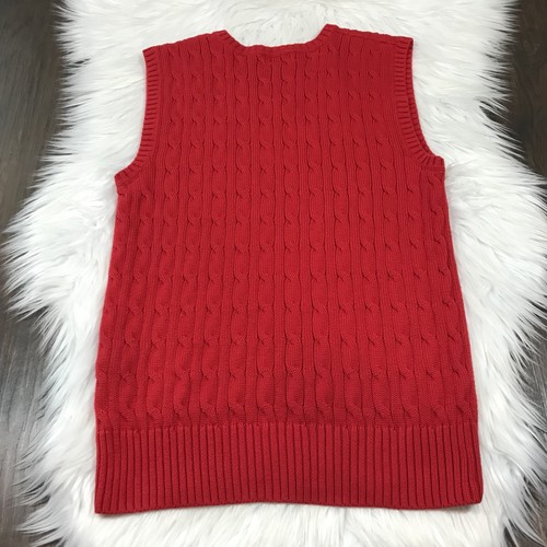 Polo Ralph Lauren Youth Boys Sweater Vest Red Cable Knit Size Large L (14-16)