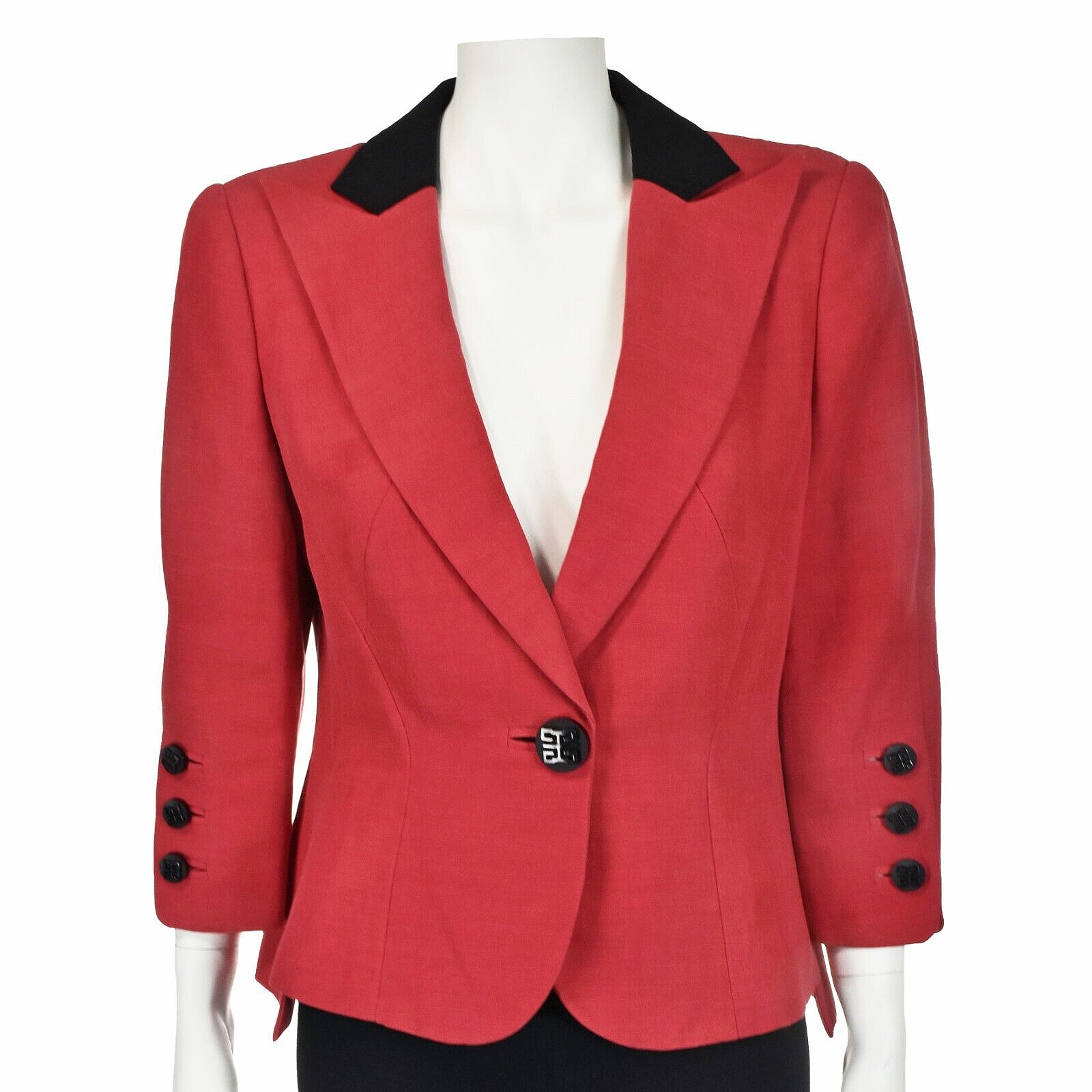 GIORGIO ARMANI Vintage Light Red Linen Jacket with 3/4 Sleeve SIZE IT44 US8-10 GIORGIO ARMANI Vintage Light Red Linen Jacket with 3/4 Sleeve SIZE IT44 US8-10