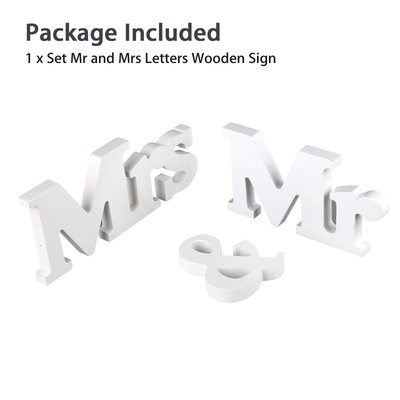 Mr and Mrs Wedding Wooden Sign Wood Letters Decor Table Top Standing Party Props