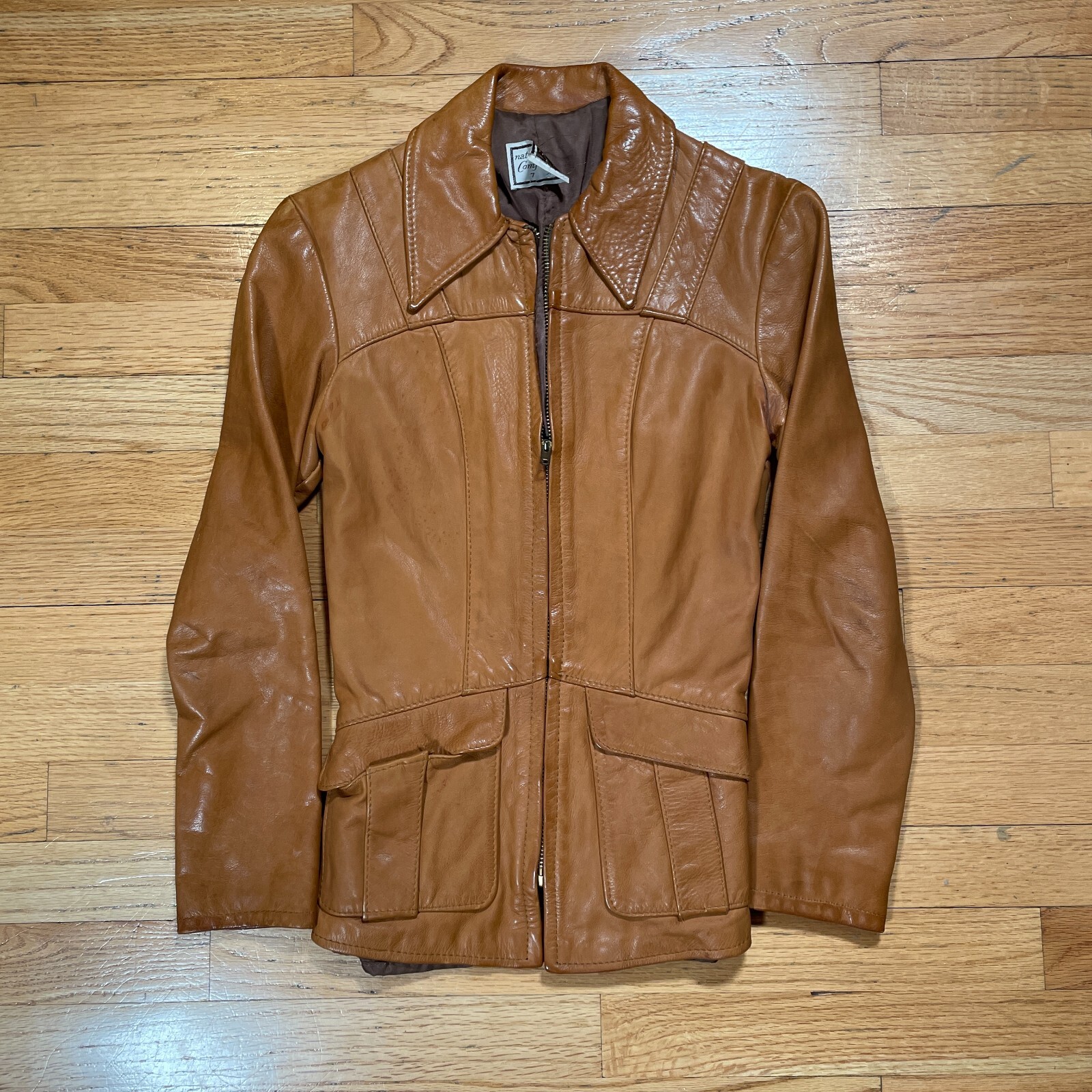 70s VINTAGE ナチュラルコンフォート レザージャケット メンズ 38 70年代 70s ナチュラルコンフォート 本革 革ジャン 茶色
