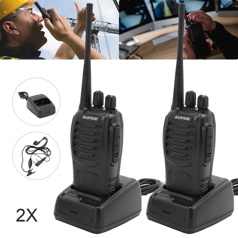 2x Walkie Talkie Handfunkgerät mit Headset Sprechfunkgeräte Baofeng Set BF-888S