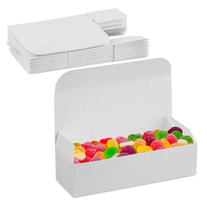 MT Products White Small Candy Boxes 5" x 2.75" x 1.75" Treat Boxes - Pack of 20