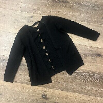 Girls Black Open Front Long Line Knit Sweater Size XL (14-16) Art Class EUC