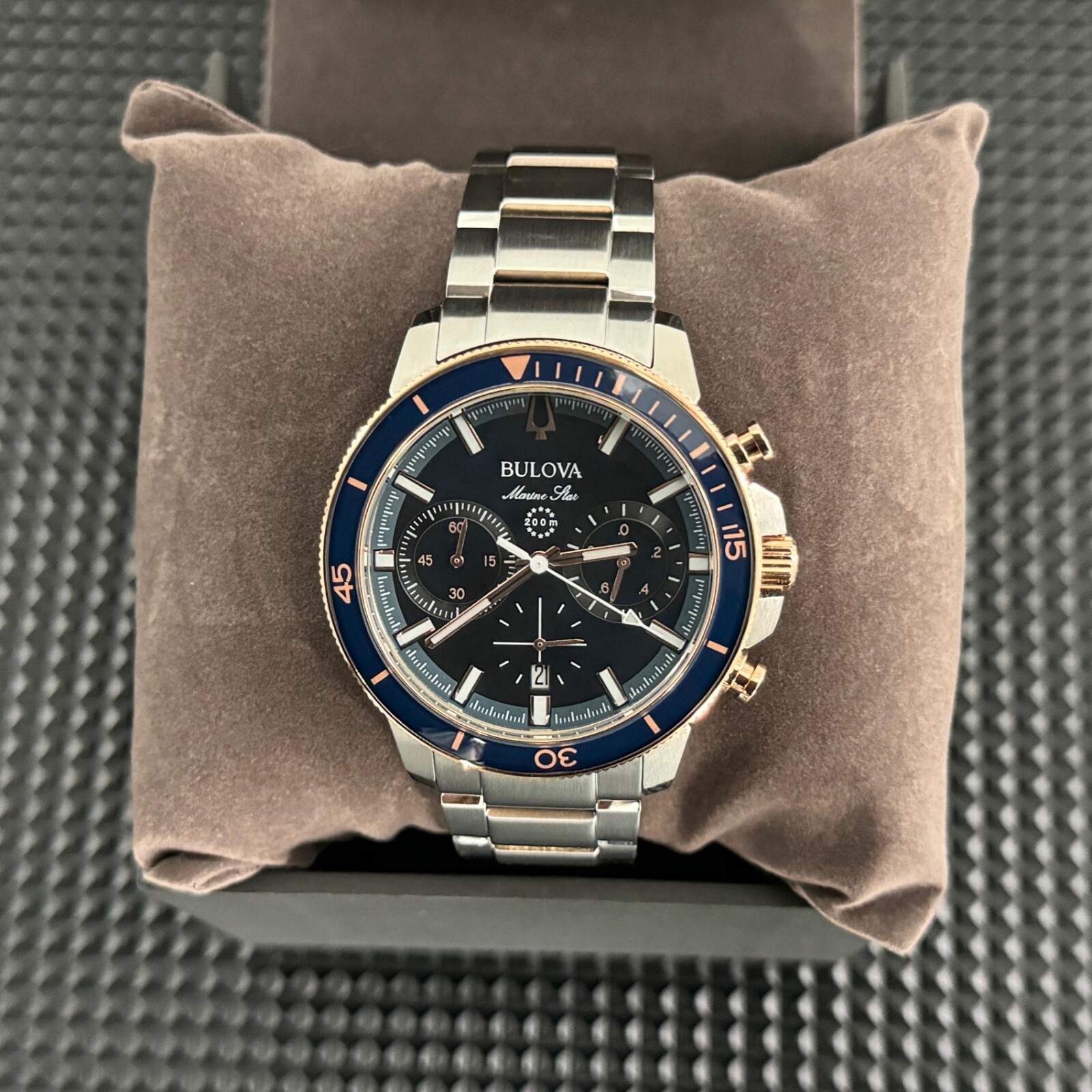 Pre-owned Bulova - Marine Star Blue Dial Men's Quartz Watch With Tags (98b301)