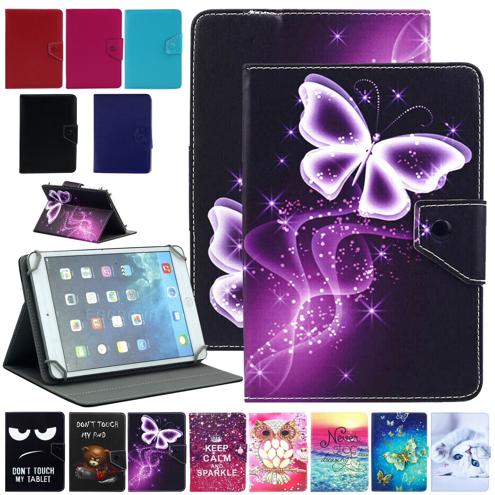 Universal Adjustable Leather Case Stand Cover For iPad 7