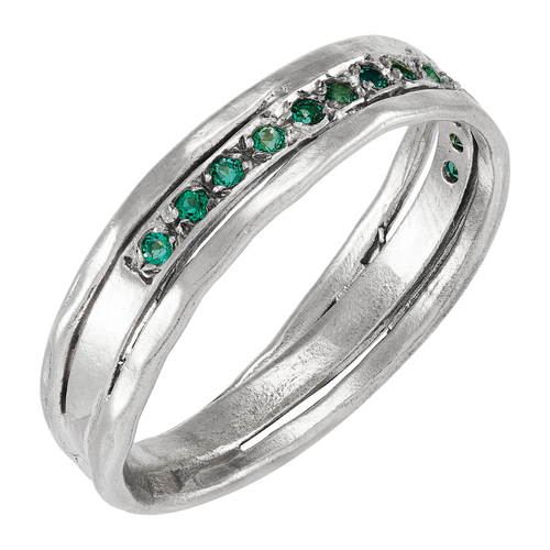 Pre-owned Silpada 'fancy Line' Sterling Silver Lab-created Emerald Ring In Green