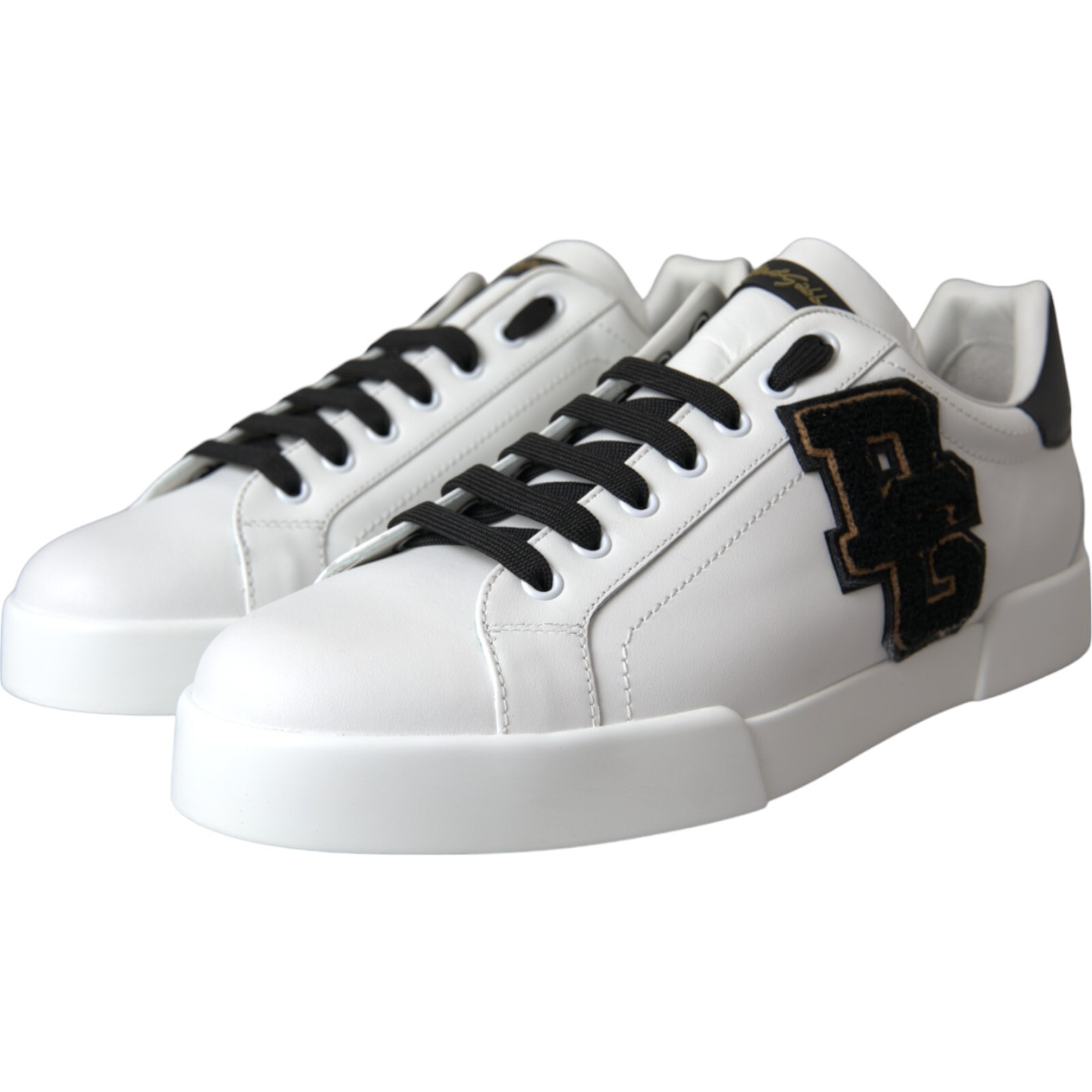 Pre-owned Dolce & Gabbana Shoes White Leather Dg Logo Casual Low Top Sneakers Eu40 / Us7