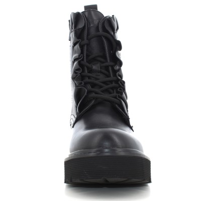 Pre-owned Cult A24us Women's Combat Boots Clw434700 Slash 4347 Mid W Leather In Black