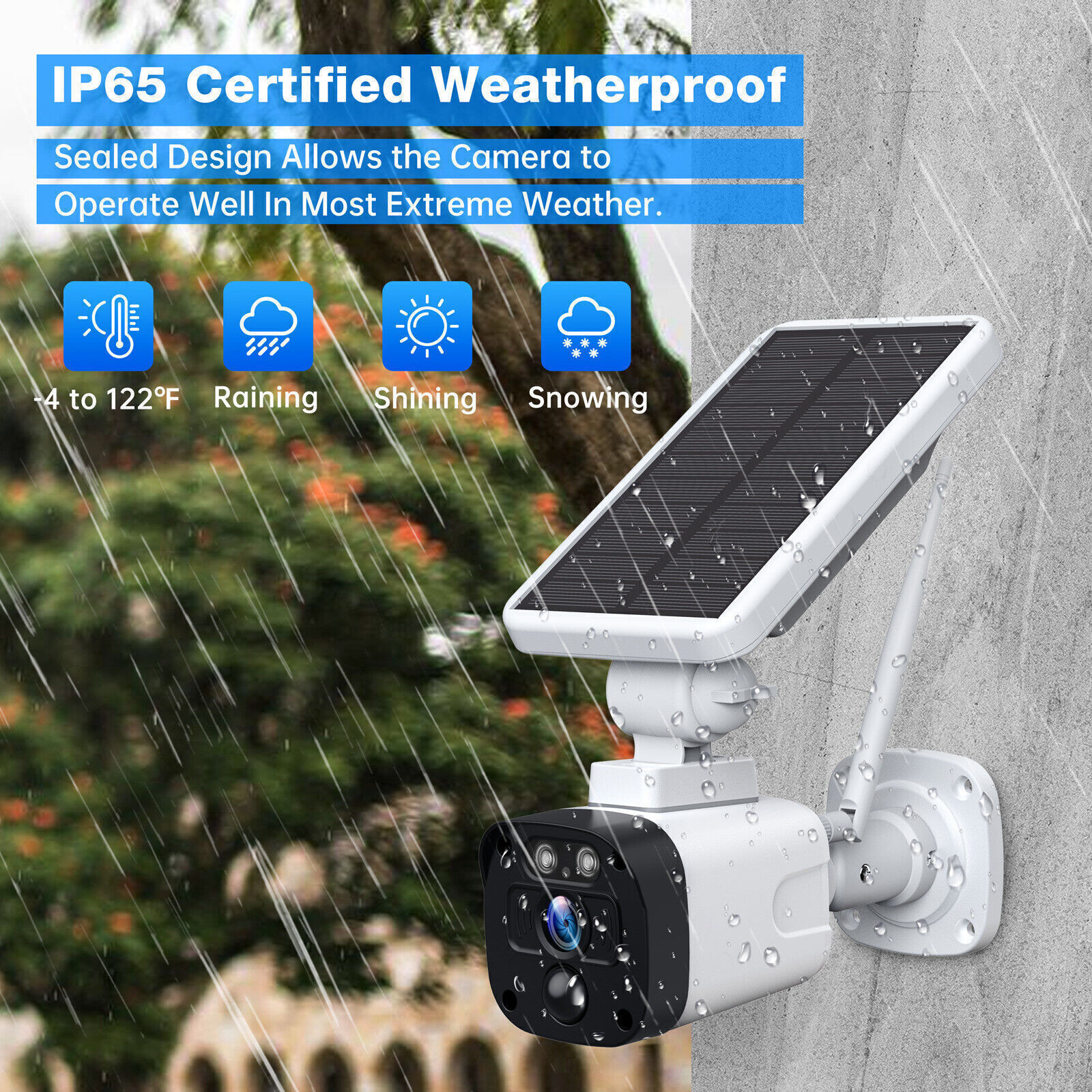 4 Solar Cameras 100% Wireless Security Camera System +Base Station Home Outdoor