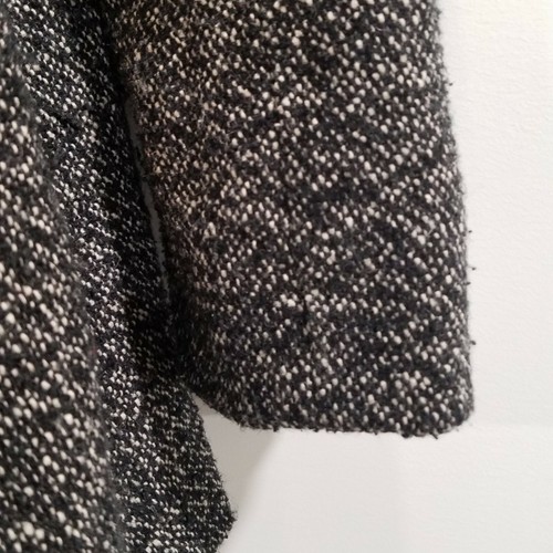 Liz Lange Maternity Small Wool Dress Coat Jacket Button Up Gray Black Tie Waist