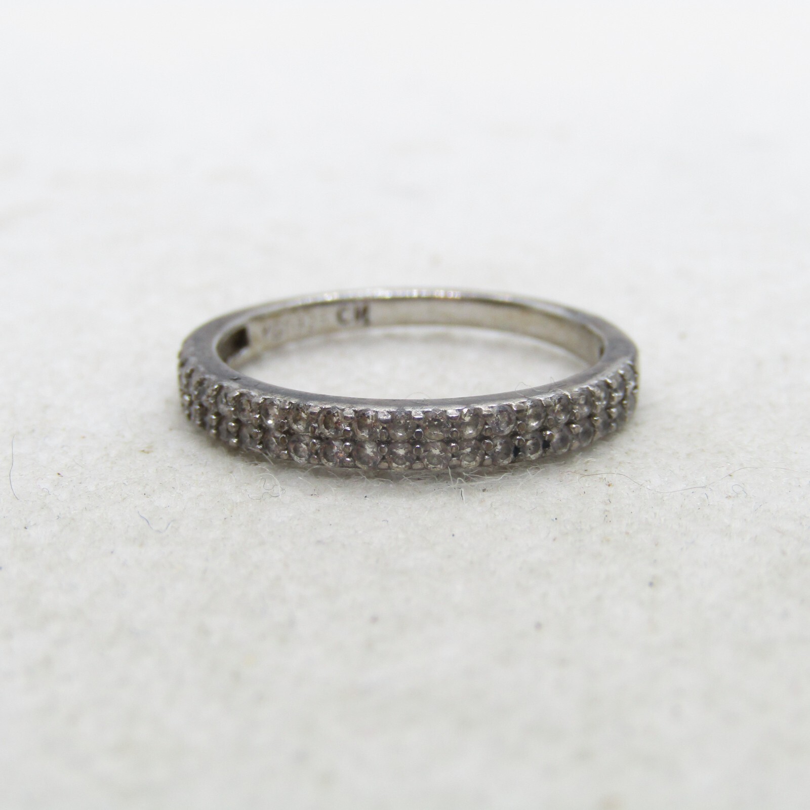 YGI CN Sterling Silver 925 Cubic Zirconia Half Band Ring