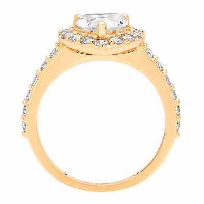 Pre-owned Pucci 1.75 Ct Heart Cut Lab Created Diamond Stone Real 14k Yellow Gold Halo Ring In G-h