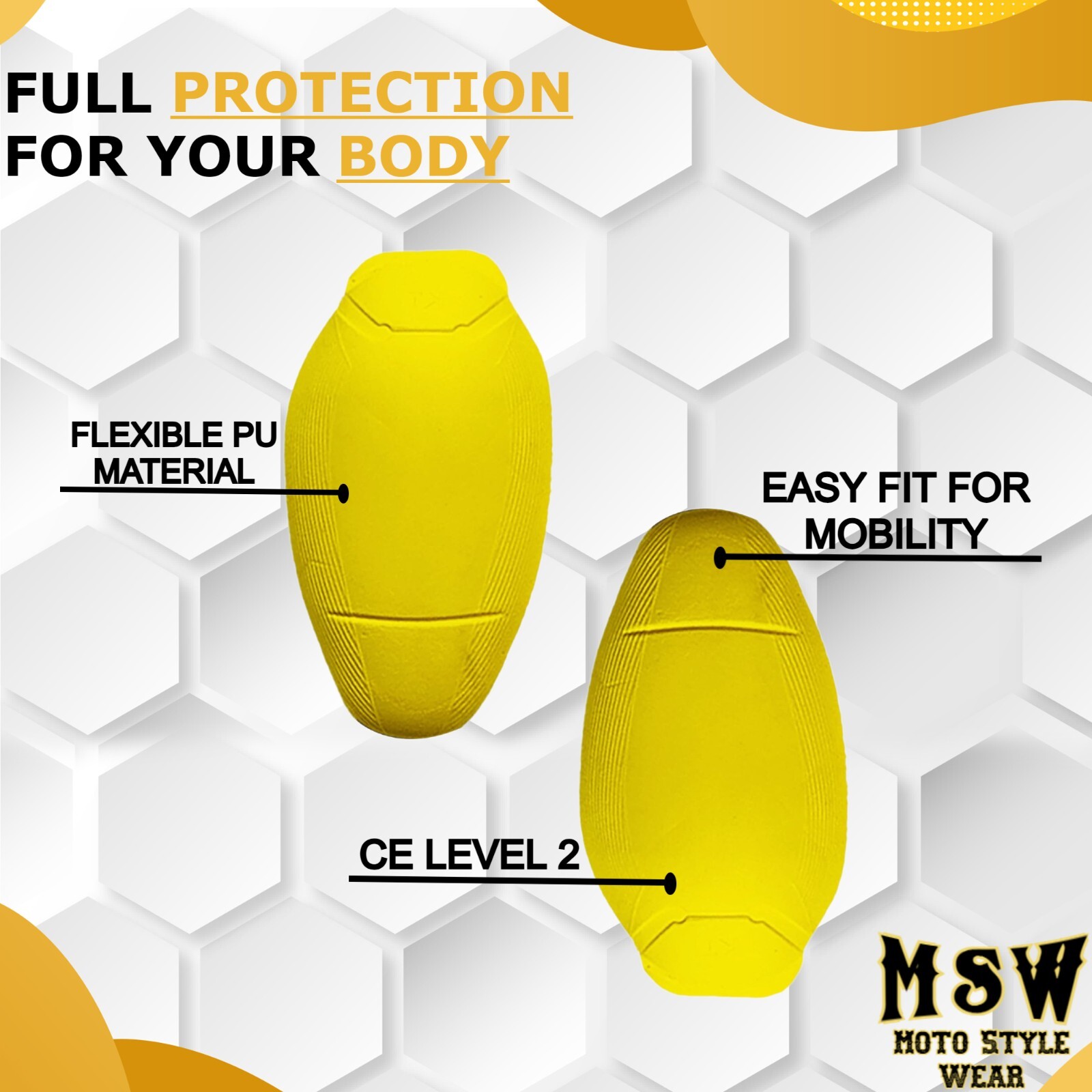 CE Level 2 Rated Knee Protective Pads - Motorcycle Pants - Shock Absorption