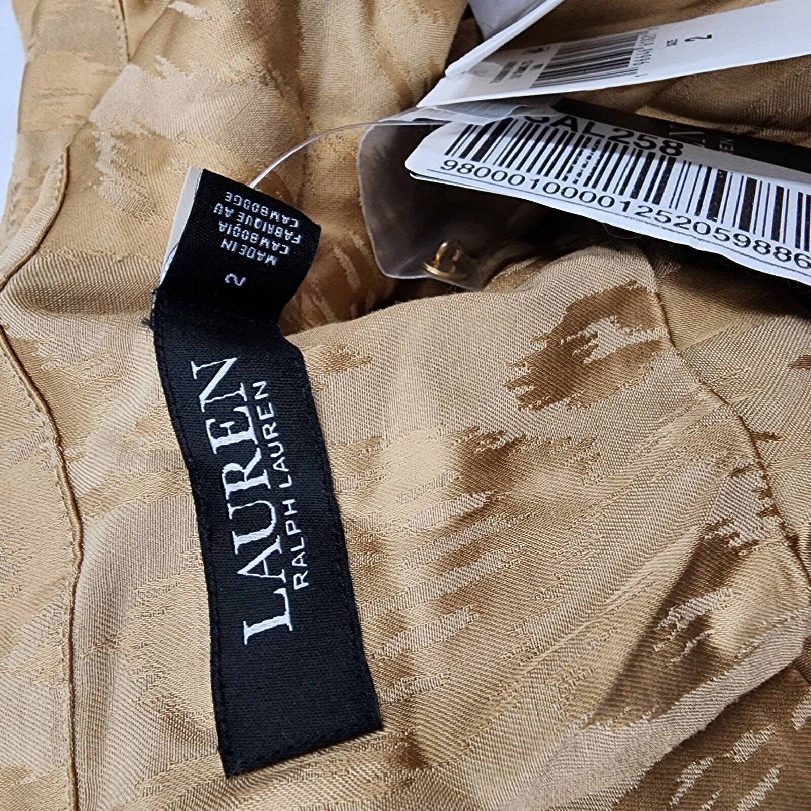 Lauren Ralph Lauren Jacquard Shirtdress Women's Birch Tan Side Zip Closure L/S - Picture 12 of 15