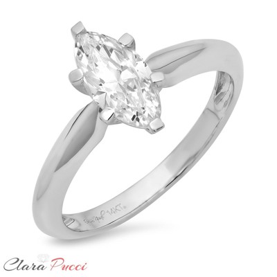 Pre-owned Pucci 1.50ct Marquise Synthetic Moissanite Wedding Bridal Promise Ring 14k White Gold In White/colorless